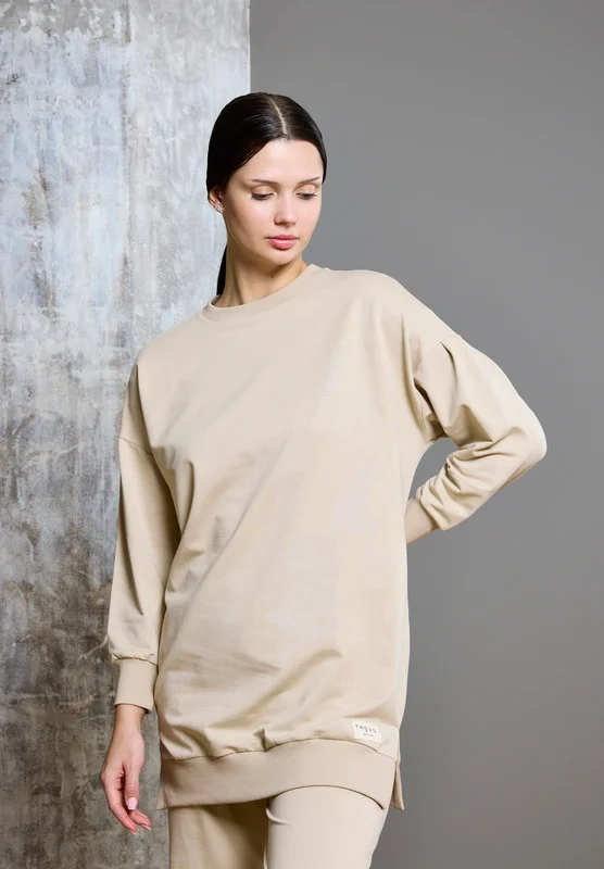 ذوق Drop Shoulder Long Line Sweatshirt