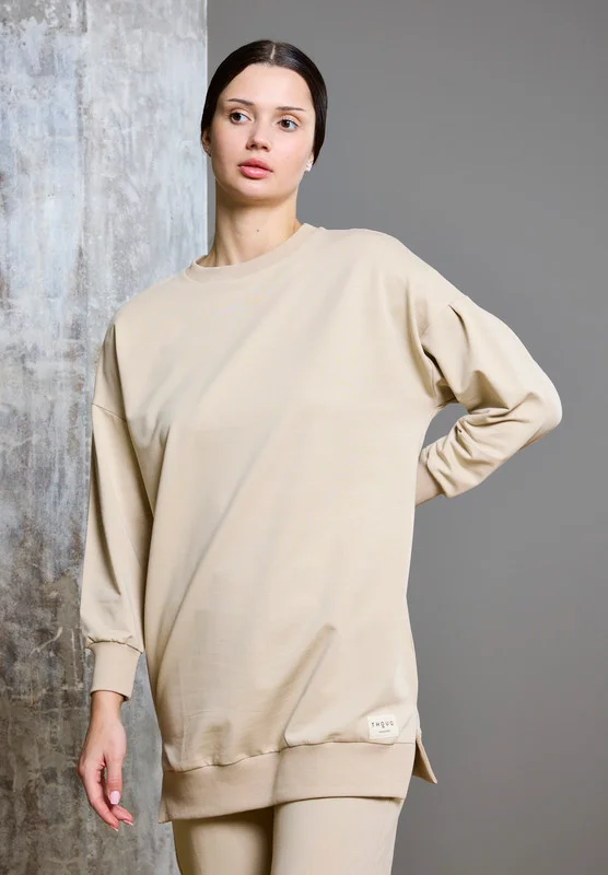 ذوق Drop Shoulder Long Line Sweatshirt
