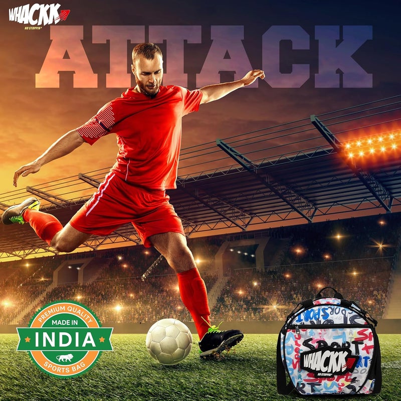 WHACKK Attack Soccer 12L Football Equipment Bags|Basketball Volleyball Bags |Adjustable Strap Backpack |Easy Access Pocket Mesh Bottle Holders | Ball Bag |Kitbag |Bag (Sport) - Made in India - Image 5