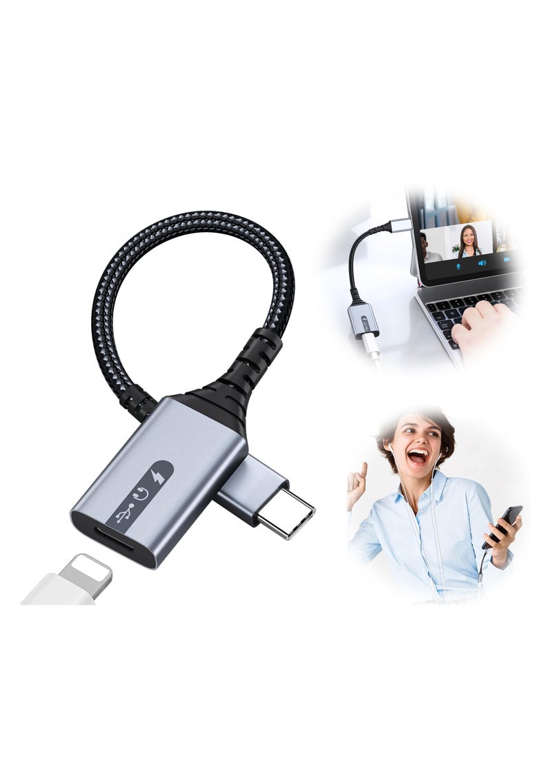 SYOSI - USB C to Lightning Audio and Charge Adapter Cable Type Male Female HiFi Headphones 60W Fast Data Fit with iPhone 15 iPad Pro Air MacBook Galaxy S23 Pixel 7 6 - Image 1