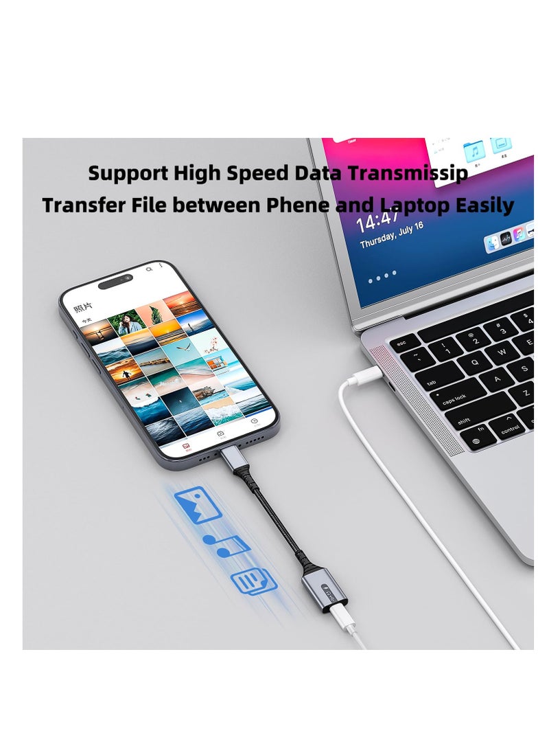 SYOSI - USB C to Lightning Audio and Charge Adapter Cable Type Male Female HiFi Headphones 60W Fast Data Fit with iPhone 15 iPad Pro Air MacBook Galaxy S23 Pixel 7 6 - Image 1