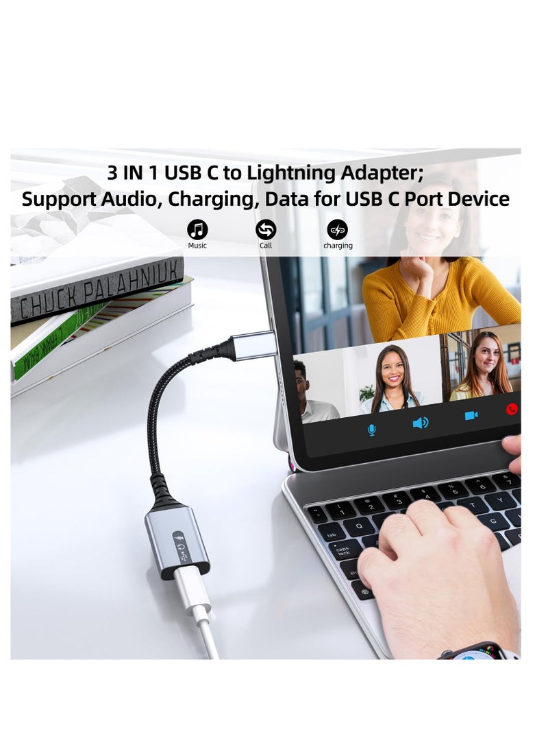 SYOSI - USB C to Lightning Audio and Charge Adapter Cable Type Male Female HiFi Headphones 60W Fast Data Fit with iPhone 15 iPad Pro Air MacBook Galaxy S23 Pixel 7 6 - Image 1