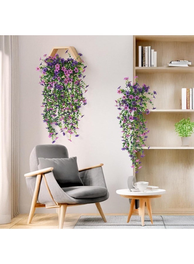 GT-Wheel 2PCS Artificial Hanging Flowers, Fake Hanging Plants Violet Vines UV Resistant for Wall Home Room Garden Wedding Indoor Outdoor Spring Summer Decoration - Image 3