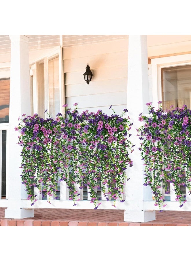 GT-Wheel 2PCS Artificial Hanging Flowers, Fake Hanging Plants Violet Vines UV Resistant for Wall Home Room Garden Wedding Indoor Outdoor Spring Summer Decoration - Image 5