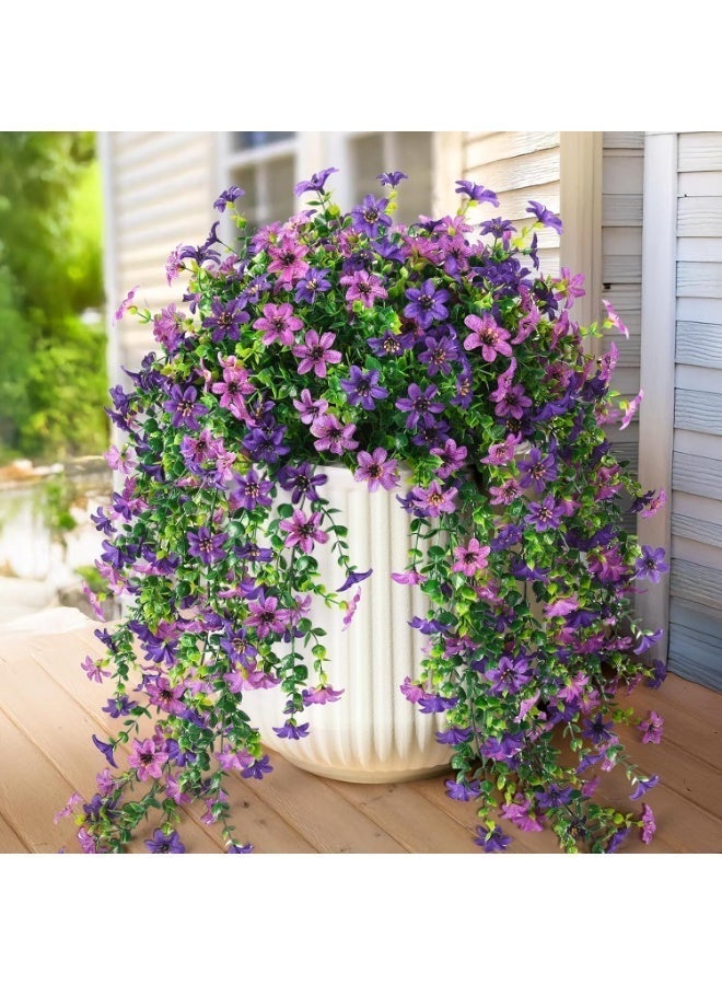 GT-Wheel 2PCS Artificial Hanging Flowers, Fake Hanging Plants Violet Vines UV Resistant for Wall Home Room Garden Wedding Indoor Outdoor Spring Summer Decoration - Image 1