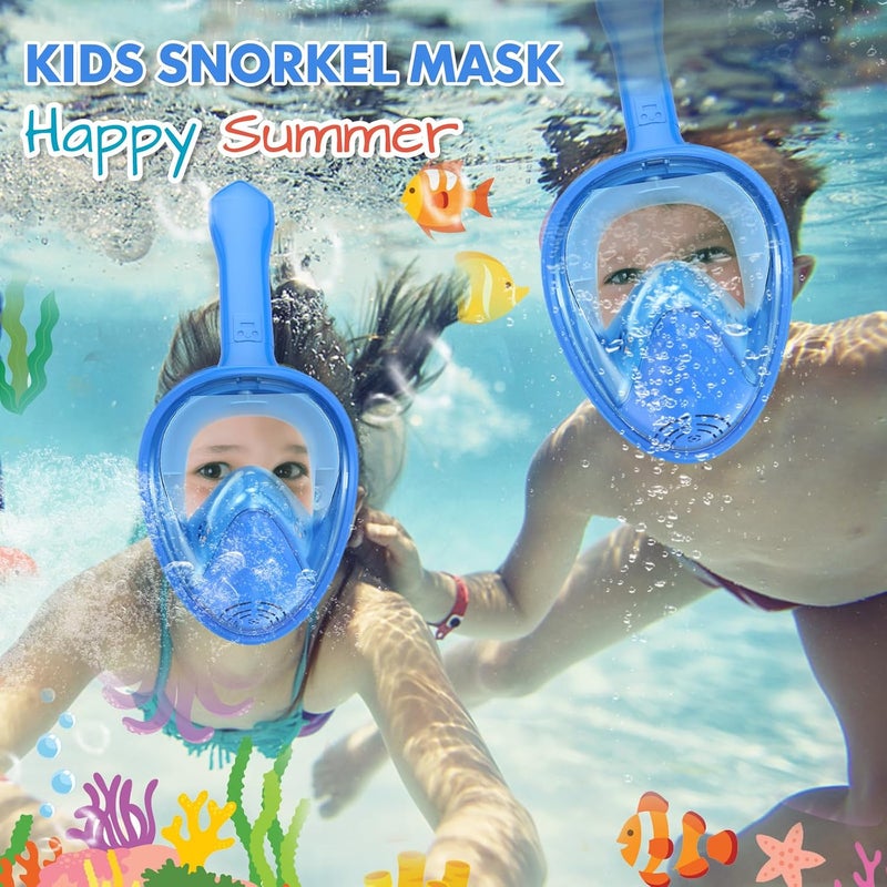 Kids Snorkel Mask Full Face, Snorkeling Gear for Kids with Camera Mount, 180 Degree Panoramic View Snorkeling Set Anti-Fog Anti-Leak - Image 2