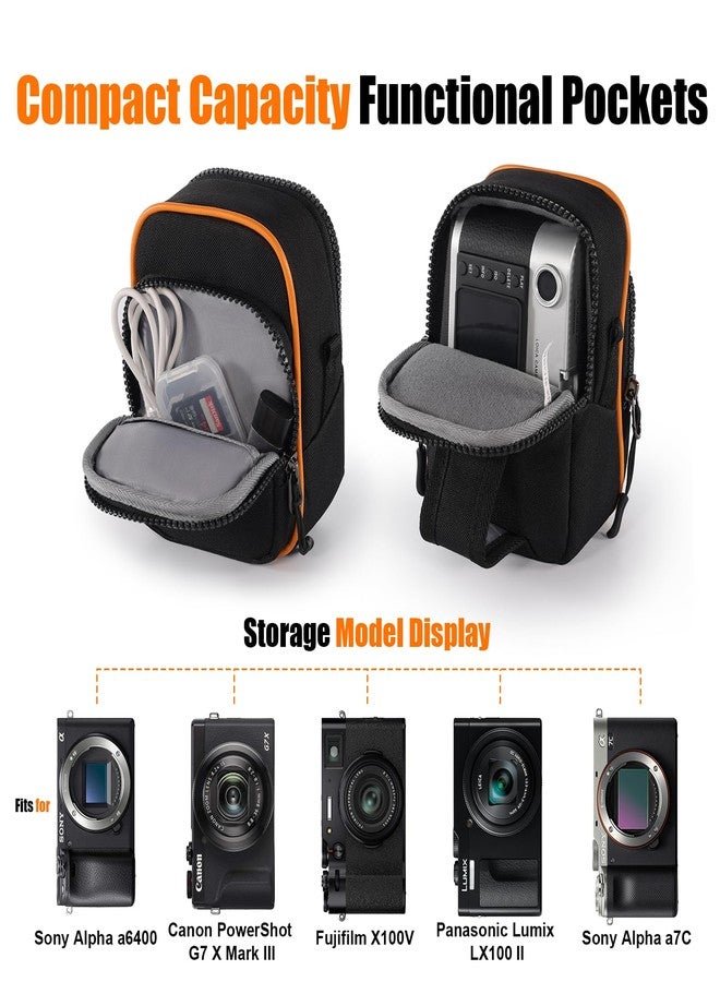Cwatcun Digital Compact Camera Sling Bag，Portable Protective Small Crossbody Camera Bag Lightweight Photography Camera waist bag for Canon Nikon Sony Fuji Digital Camera(Black) - Image 2