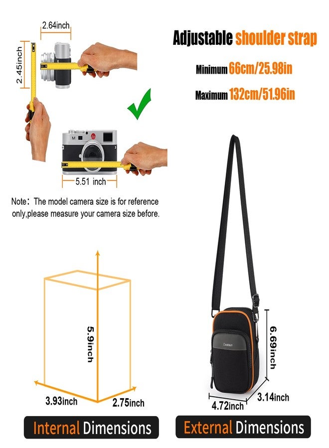 Cwatcun Digital Compact Camera Sling Bag，Portable Protective Small Crossbody Camera Bag Lightweight Photography Camera waist bag for Canon Nikon Sony Fuji Digital Camera(Black) - Image 4
