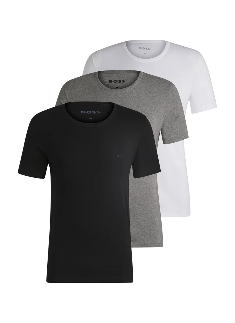 بوس Three-pack of logo-embroidered T-shirts in cotton