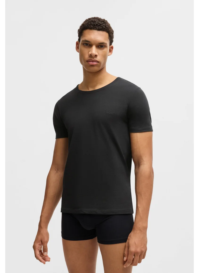 BOSS Three-pack of logo-embroidered T-shirts in cotton