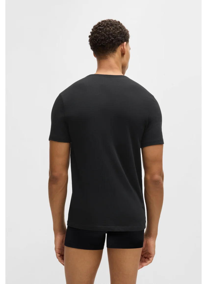 BOSS Three-pack of logo-embroidered T-shirts in cotton