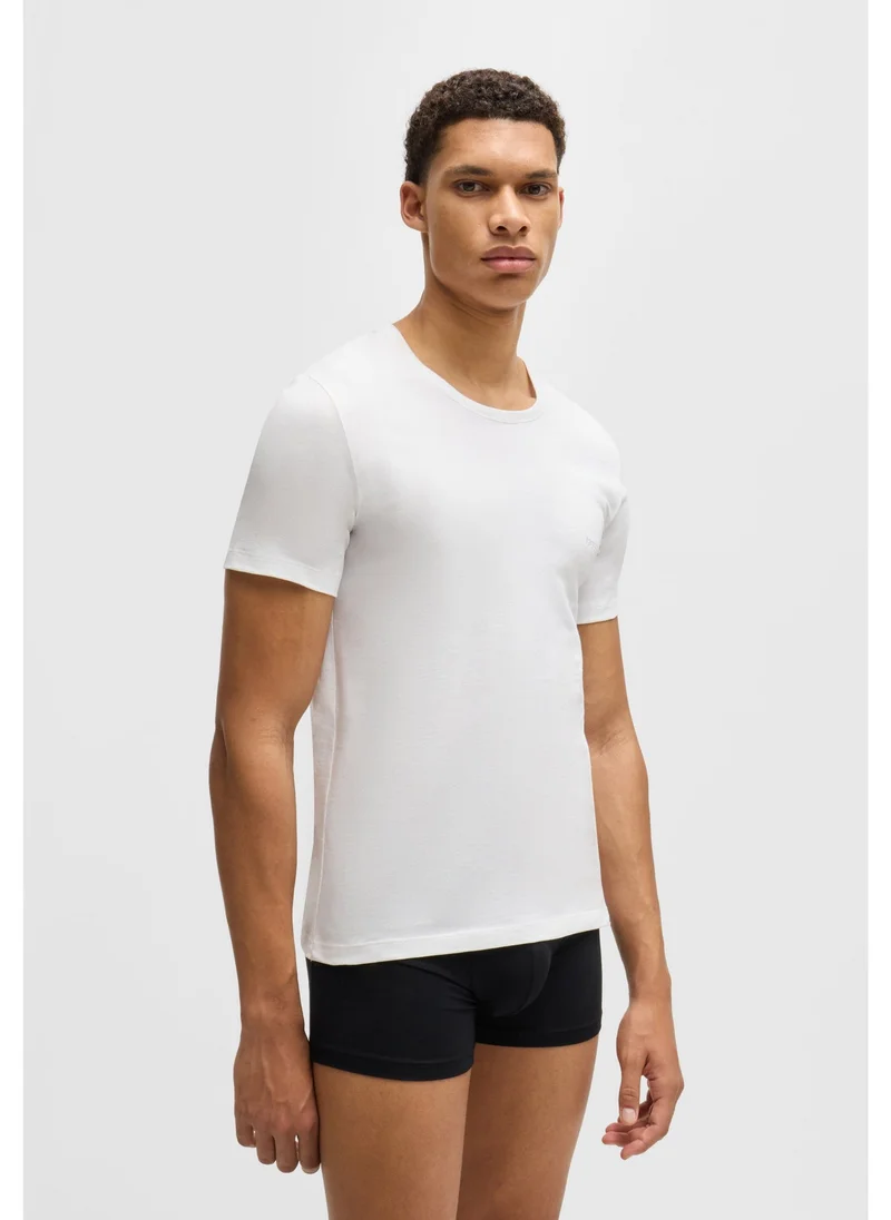 BOSS Three-pack of logo-embroidered T-shirts in cotton