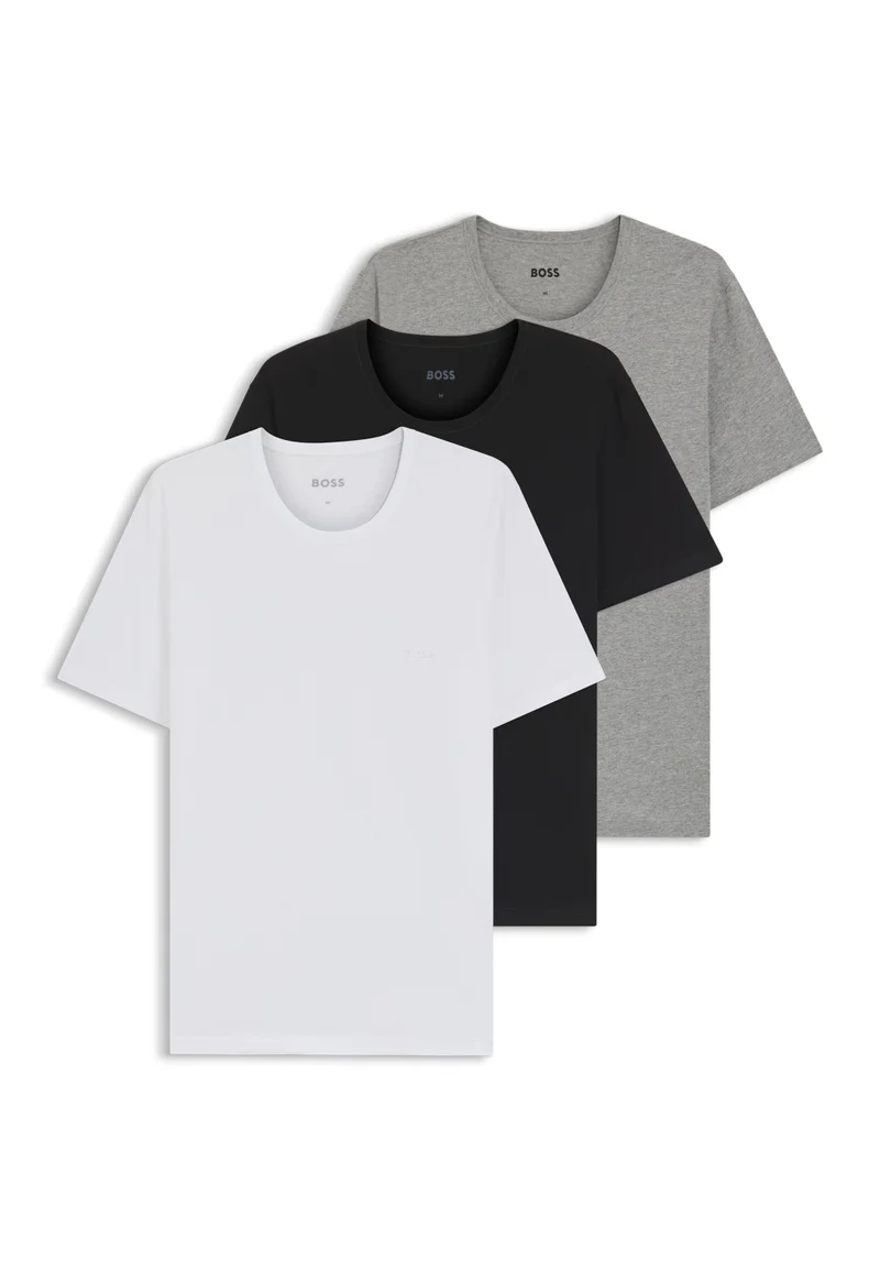 BOSS Three-pack of logo-embroidered T-shirts in cotton