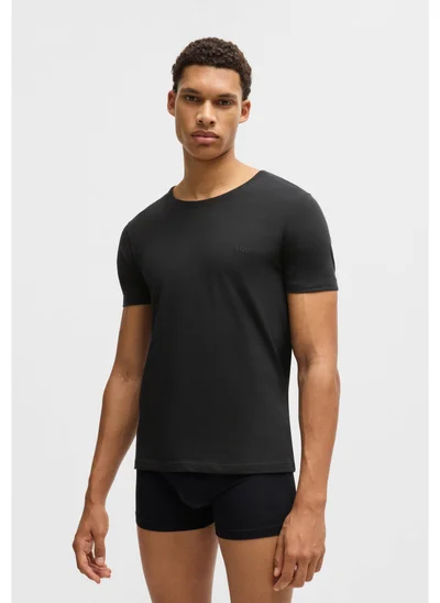 BOSS Three-pack of logo-embroidered T-shirts in cotton