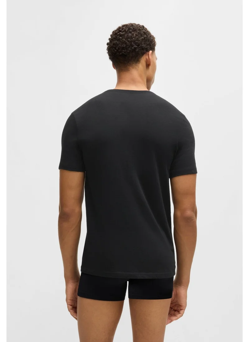 BOSS Three-pack of logo-embroidered T-shirts in cotton