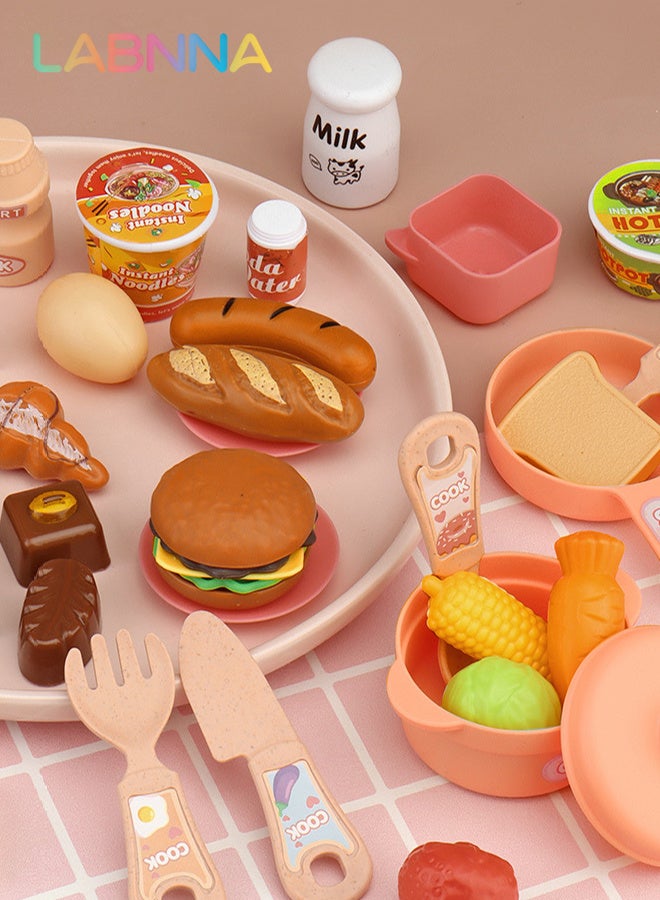 LABNNA Kids Kitchen Play Set,Interactive Kids Kitchen Play Set with 34 Pcs of Pretend Kitchen Toys,Realistic Spray and Light, Simulated Functionality Suitable for Toddlers Boys Girls, Kids, Children, Pink - Image 5