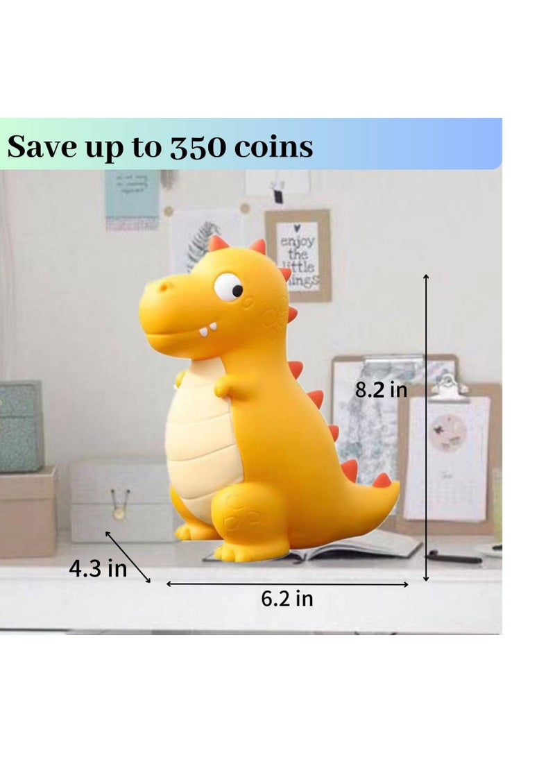 Excefore Dinosaur Bank for Kids, Lovely Creative Coin Bank, Shatterproof Unbreakable Plastic Money Bank, Suitable for Gifts for Kids Boys Girls (Yellow) - Image 5