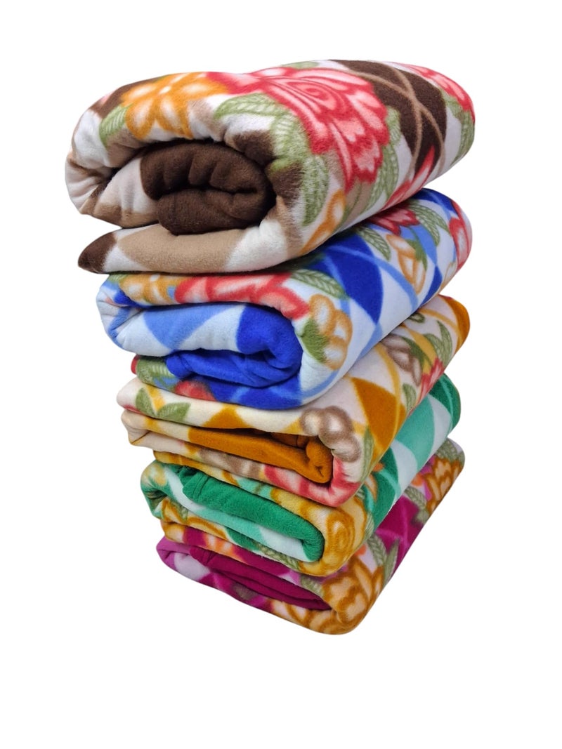 MAMRAJ Stylish Polar Fleece Single Bed Super Soft Micro Fleece Blanket - 60x90 Inch || Skin Friendly || Multicolour || Set of 10 [5 Stripes + 5 Printed] - Image 3