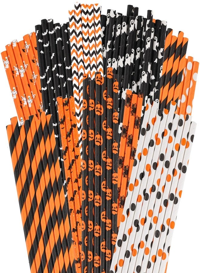 HANSGO Halloween Paper Straws, 70PCS Paper Drinking Straws Bulk for Halloween Party Favor Cupcake Decorating - Image 1