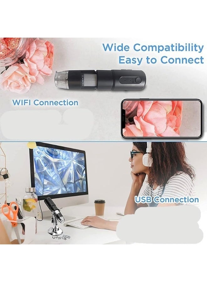 Portable 1000X USB Digital Microscope Camera 50X-1000X Magnification with 8 LED Lights and Adjustable Metal Stand for Phone and Electronics Inspection - Image 4