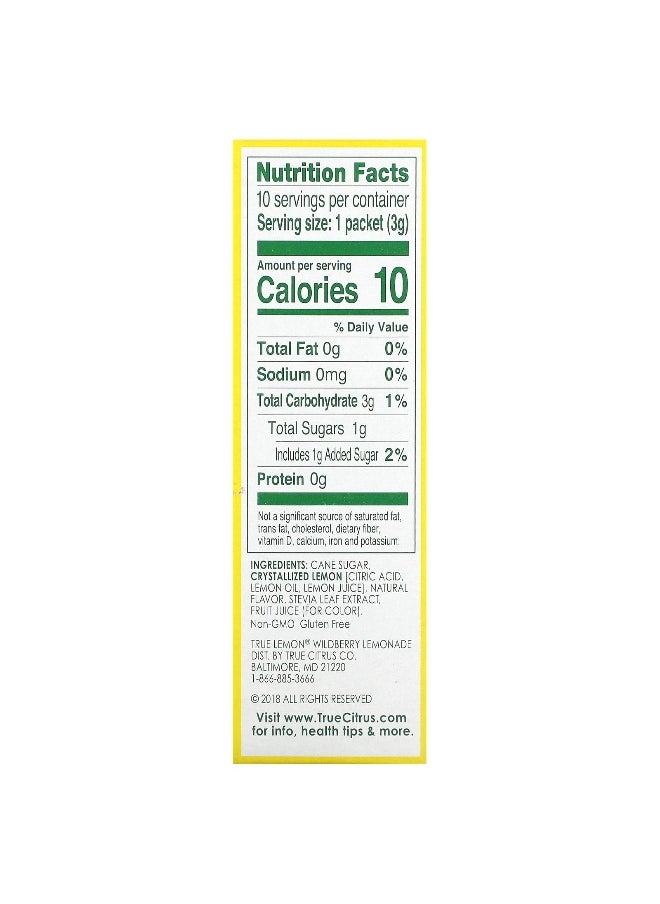 True Citrus, True Lemon,  Lemonade, Wildberry, 10 Packets, 0.11 oz (3 g) Each