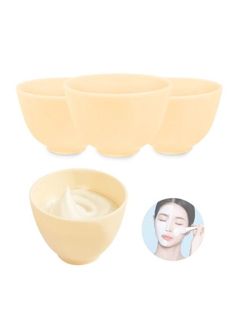 4Pcs Diy Face Mask Mixing Bowl, Microwavable Silicone Facial Mud Bowl Cosmetic Beauty Tool for Home Salon (Yellow)