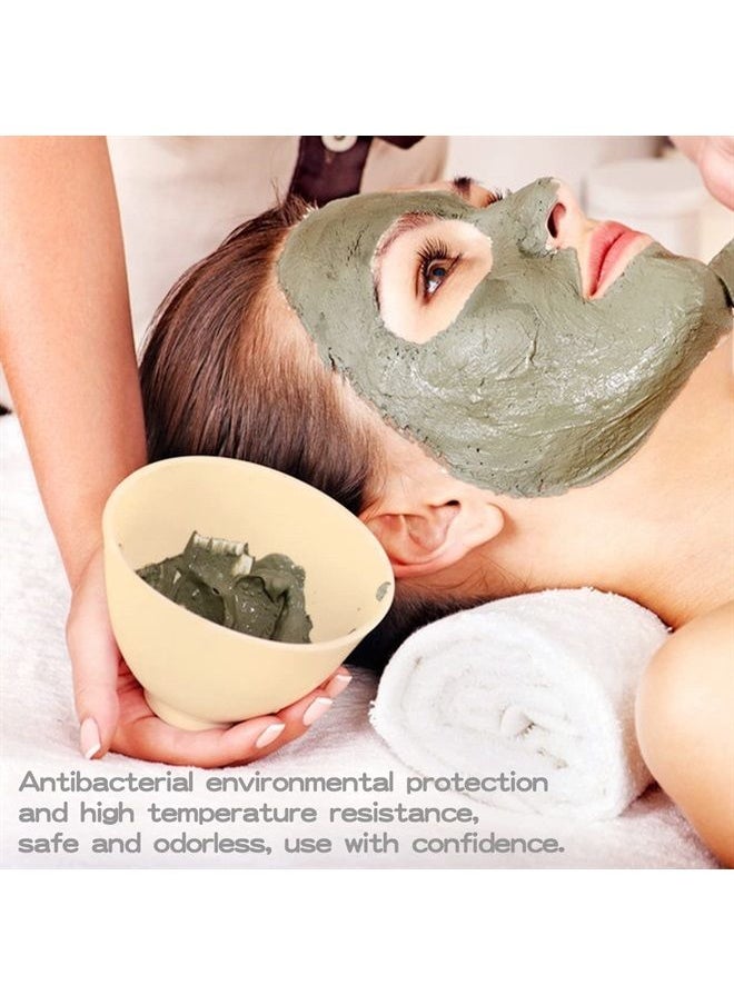 4Pcs Diy Face Mask Mixing Bowl, Microwavable Silicone Facial Mud Bowl Cosmetic Beauty Tool for Home Salon (Yellow)