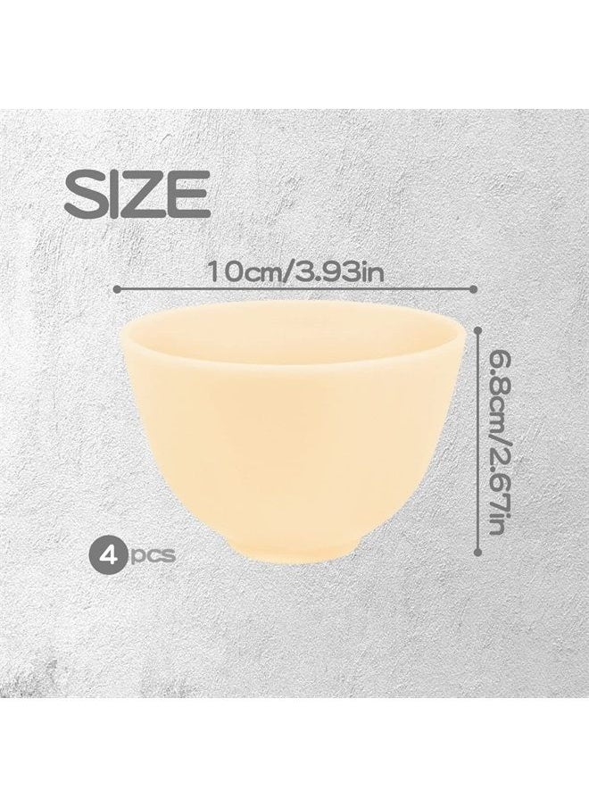 4Pcs Diy Face Mask Mixing Bowl, Microwavable Silicone Facial Mud Bowl Cosmetic Beauty Tool for Home Salon (Yellow)