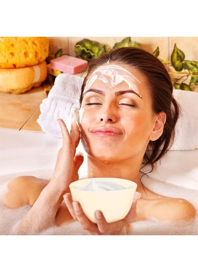 4Pcs Diy Face Mask Mixing Bowl, Microwavable Silicone Facial Mud Bowl Cosmetic Beauty Tool for Home Salon (Yellow)