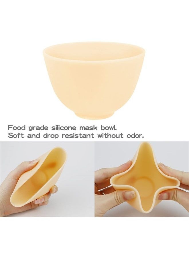 4Pcs Diy Face Mask Mixing Bowl, Microwavable Silicone Facial Mud Bowl Cosmetic Beauty Tool for Home Salon (Yellow)