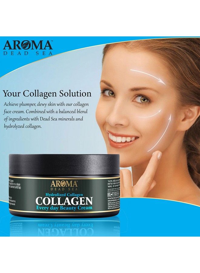 Aroma Dead Sea كريم وجه كولاجين مهدرج كريم مضاد للشيخوخة مرطب للوجه نهاراً وليلاً غني بالمعادن من البحر الأحمر كريم كولاجين للوجه مضاد للتجاعيد ومرطب للوجه 100 مل - Image 4