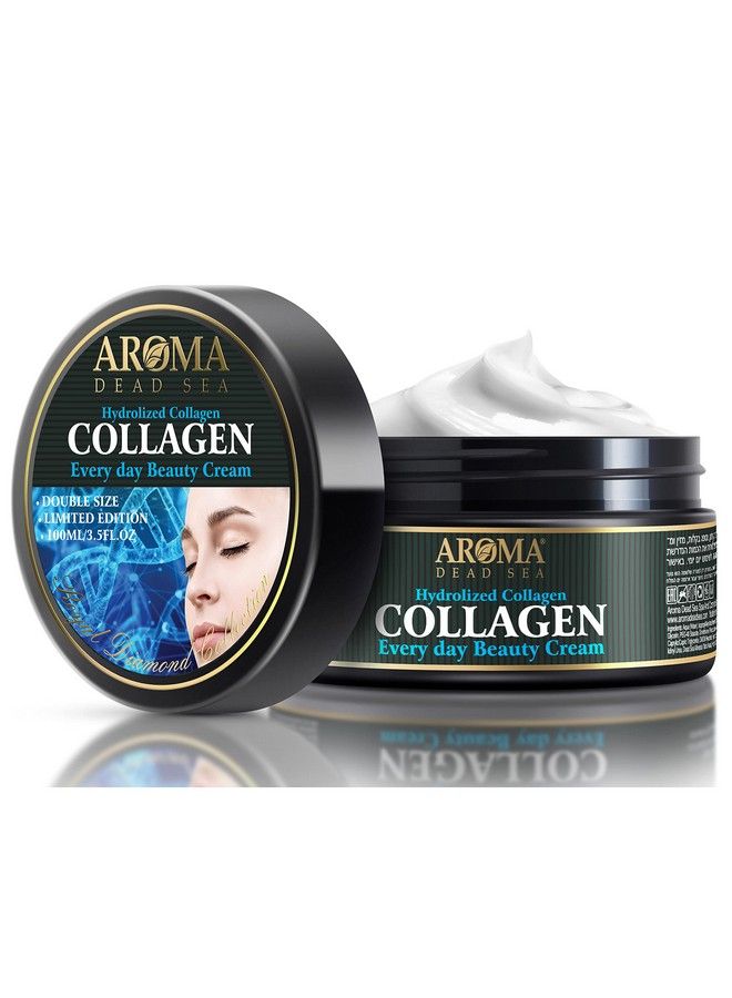 Aroma Dead Sea كريم وجه كولاجين مهدرج كريم مضاد للشيخوخة مرطب للوجه نهاراً وليلاً غني بالمعادن من البحر الأحمر كريم كولاجين للوجه مضاد للتجاعيد ومرطب للوجه 100 مل - Image 2