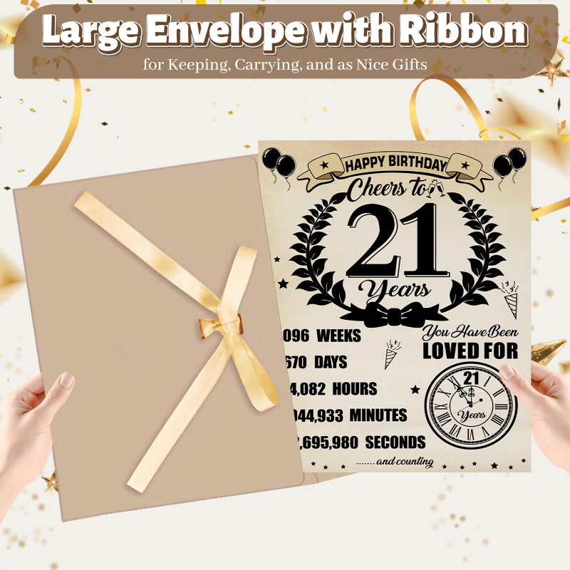Uiorgui Large 21st Birthday Cards for Men Women, Vintage 2005 Happy 21st Birthday Greeting Card with Envelope Jumbo Twenty-one Guest Book Cheers to 21 Years Decorations Gifts Party Supplies - Image 3