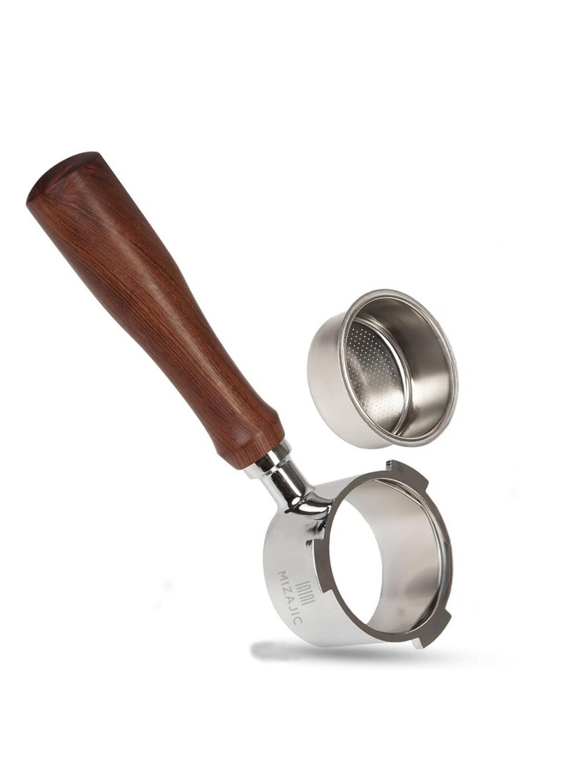 مزاجك مرشح قهوة بدون قاع مقاس 51 مم متوافق مع آلات صنع القهوة DeLonghi EC680/EC685 وDelonghi Dedica، مرشح مكشوف مع سلة بديلة من الفولاذ المقاوم للصدأ، مقبض من خشب الورد - Image 1