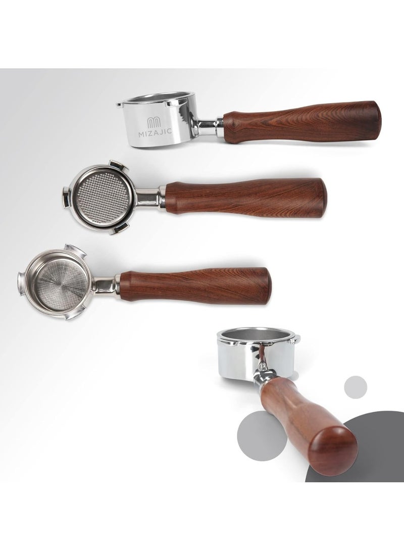 مزاجك مرشح قهوة بدون قاع مقاس 51 مم متوافق مع آلات صنع القهوة DeLonghi EC680/EC685 وDelonghi Dedica، مرشح مكشوف مع سلة بديلة من الفولاذ المقاوم للصدأ، مقبض من خشب الورد - Image 2