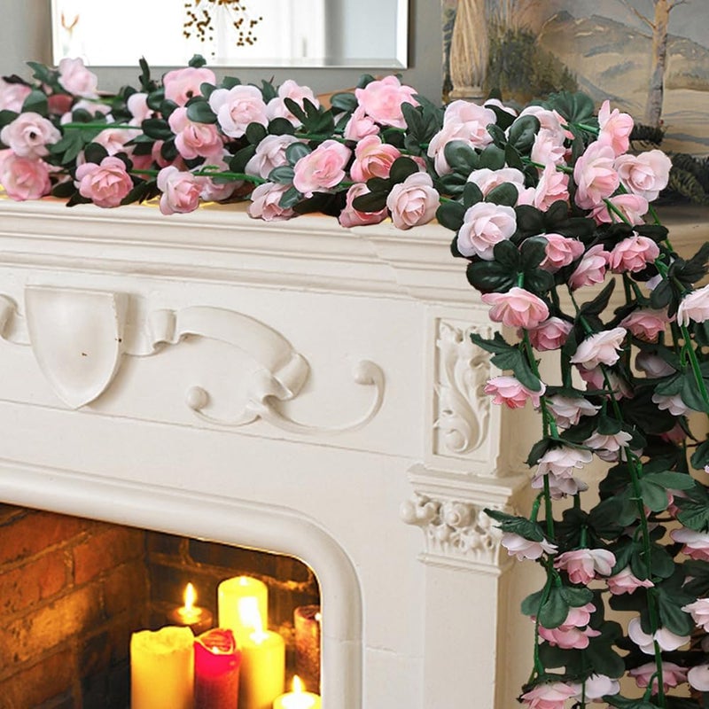 WEISPARK Fake Flowers - 10pcs 8.2 FT Artificial Rose Vine Flower Plants Hanging Rose Ivy for Home Hotel Office Wedding Party Garden Craft Art Décor (Light Pink/10pcs) - Image 4