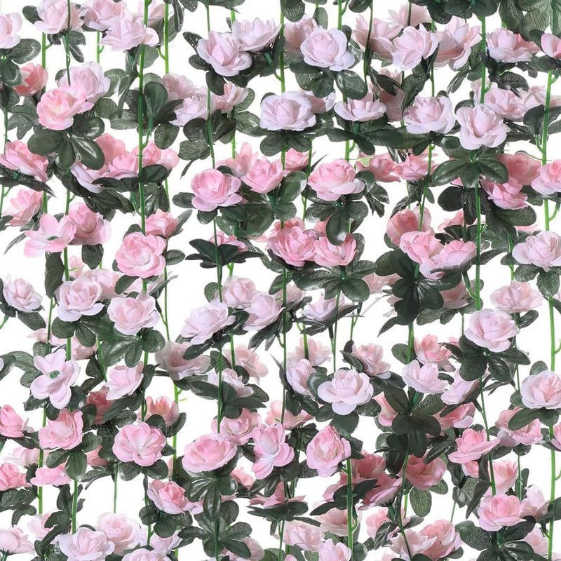 WEISPARK Fake Flowers - 10pcs 8.2 FT Artificial Rose Vine Flower Plants Hanging Rose Ivy for Home Hotel Office Wedding Party Garden Craft Art Décor (Light Pink/10pcs) - Image 2