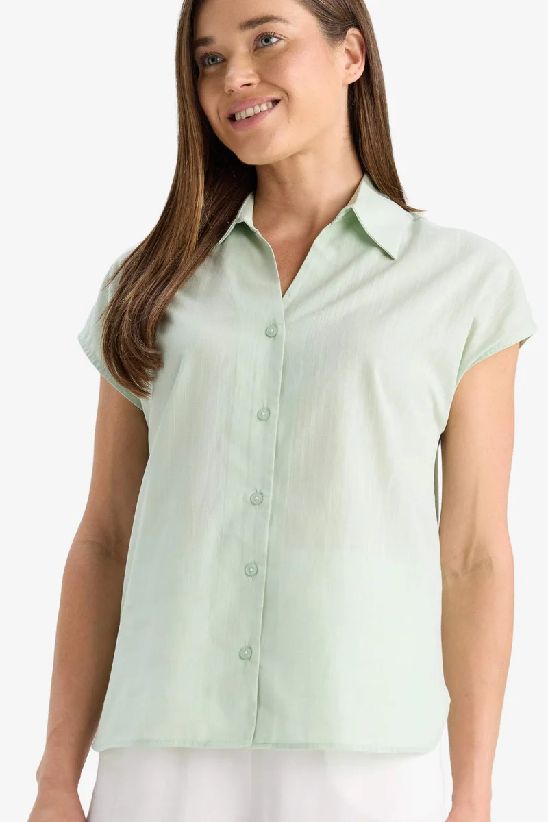 DeFacto Regular Fit Shirt Collar Short Sleeve Shirt