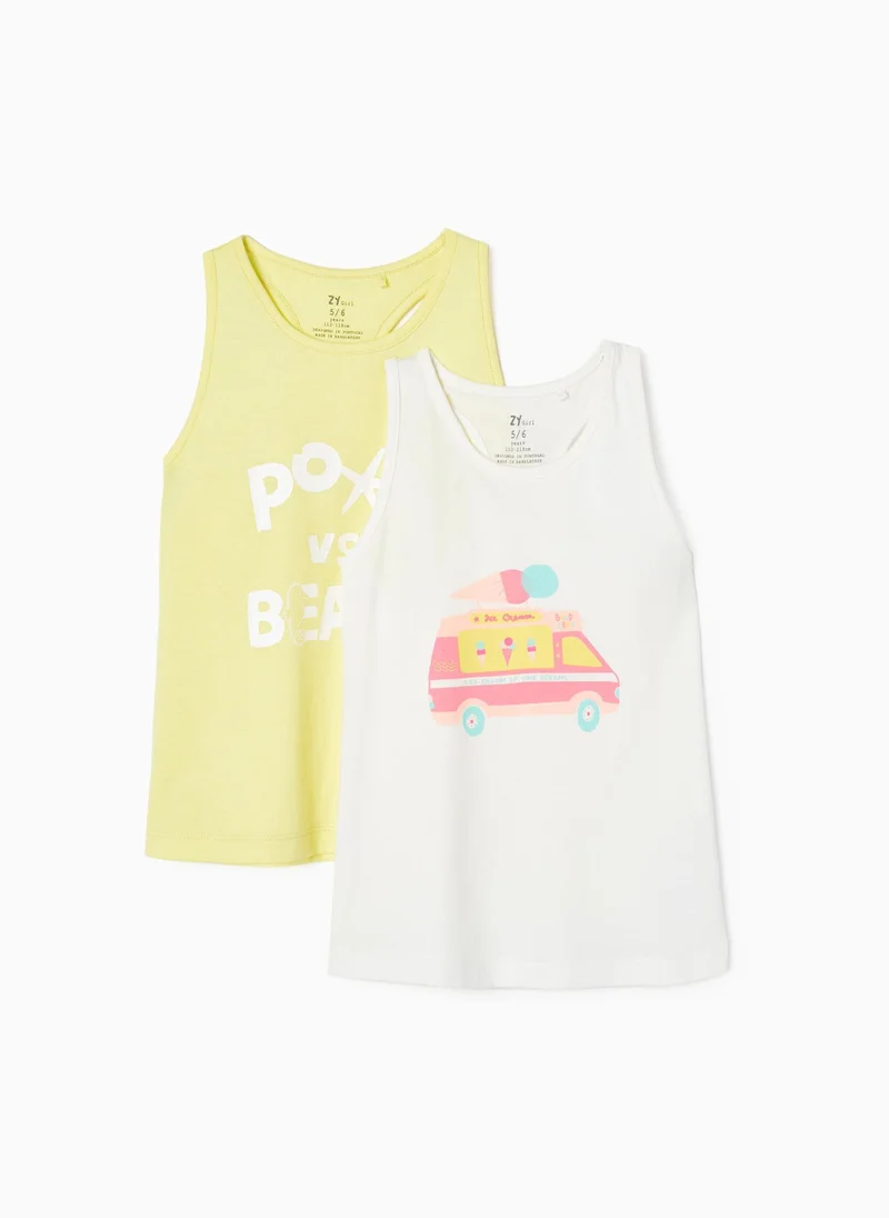 Zippy Pack 2 Cotton Tops for Girls 'Pool vs Beach'