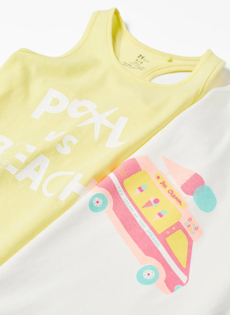 Zippy Pack 2 Cotton Tops for Girls 'Pool vs Beach'