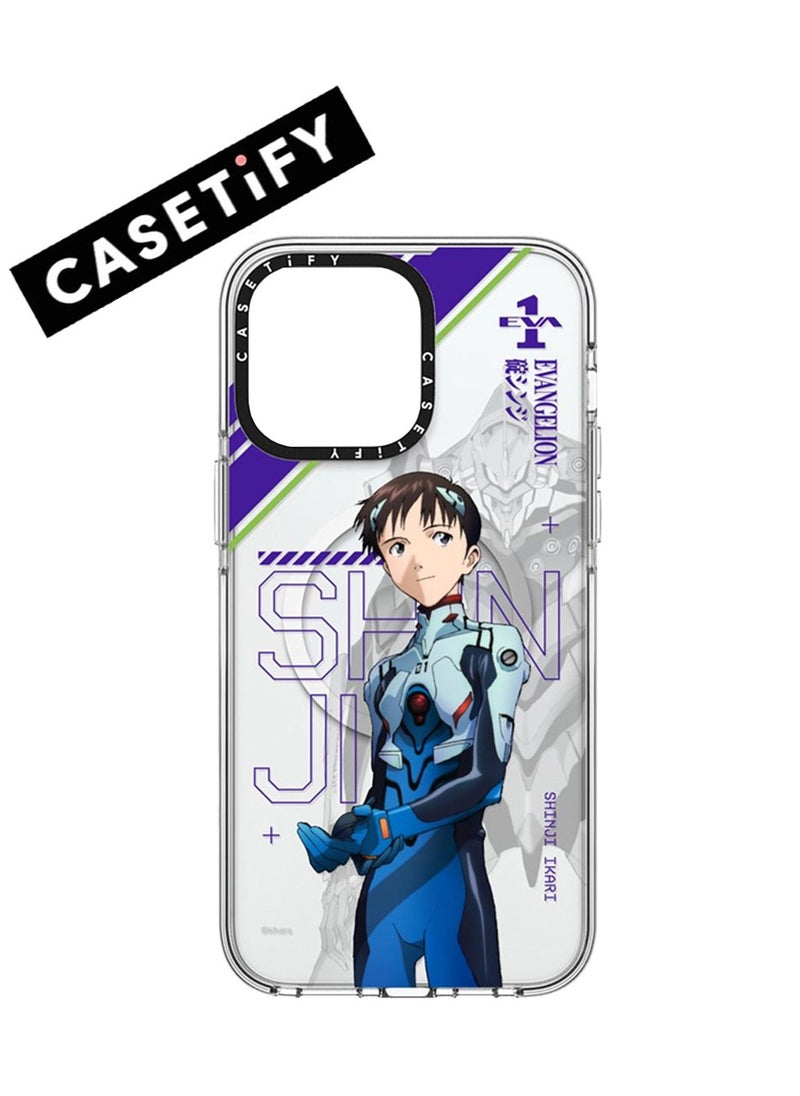 Casetify - Apple iPhone 15 Pro Max Case,Neon Genesis Evangelion Ikari Shinji Magnetic Adsorption Phone Case - Semi transparent - Image 1