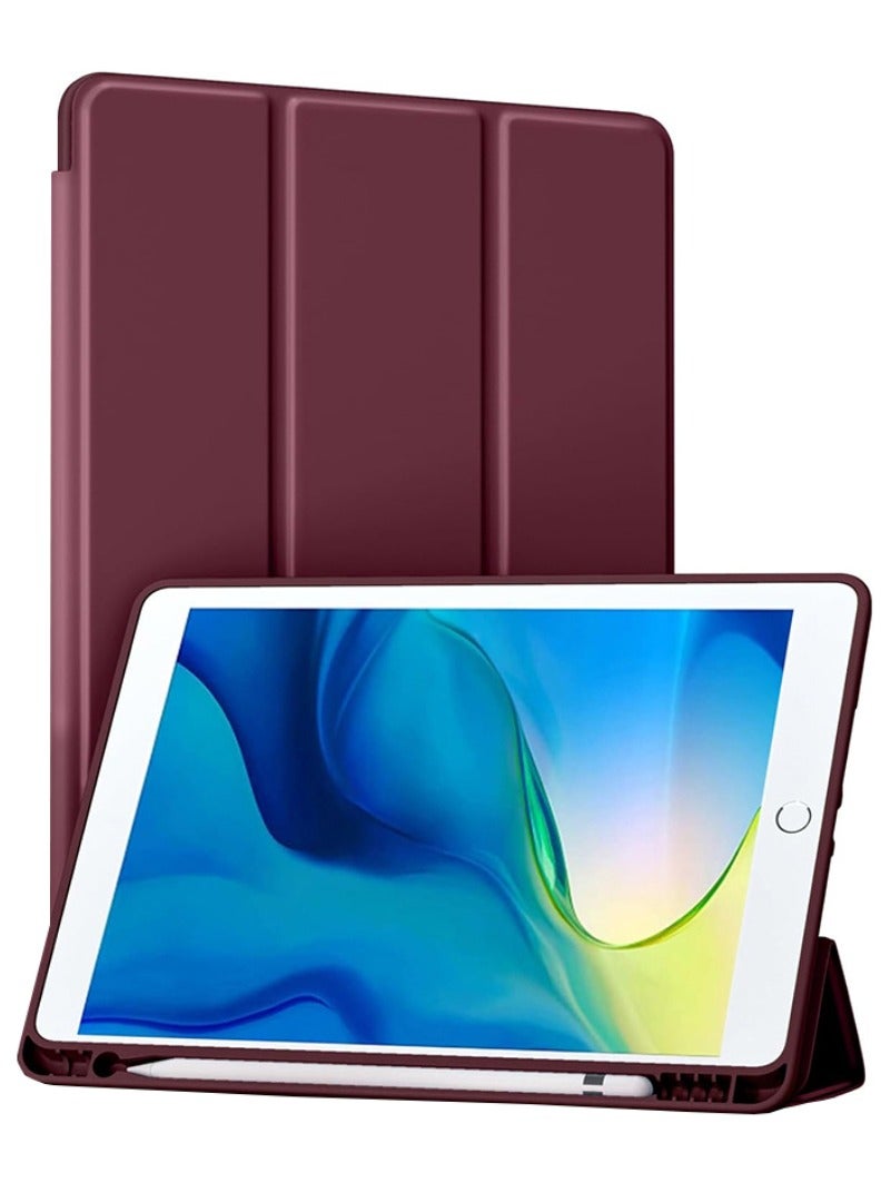 Theodor iPad 9th/8th/7th Generation Case (2021/2020/2019) iPad 10.2-Inch Case with Pencil Holder [Sleep/Wake] Slim Soft TPU Back Smart Magnetic Stand Protective Cover Cases Wine Red - Image 1