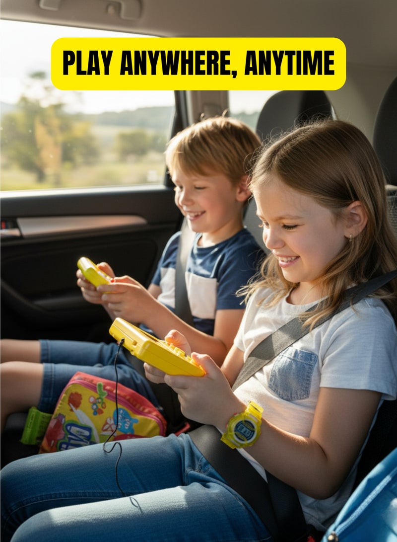 Classic Tetris Brick Game Console 9999 in 1 with Digital Watch & Water Ring Game Toy for Kids Yellow - Image 5