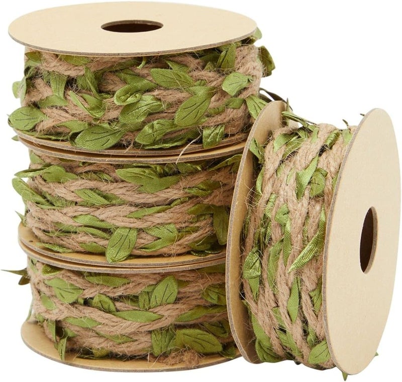 Juvale Burlap Leaf Ribbon - Jungle Party, Safari Party, Fairy Party, Enchanted Forest Decor, Vines for Crafts (4 Rolls, 65.6 Ft Total) - Image 5