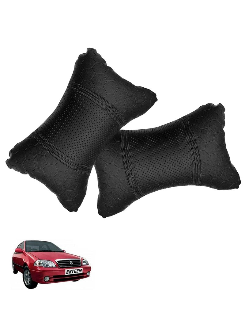 Adroitz Adroitz Car Pillow Faux Leather Material Football Design2 Pieces in Black for Esteem_PR343  - Image 1