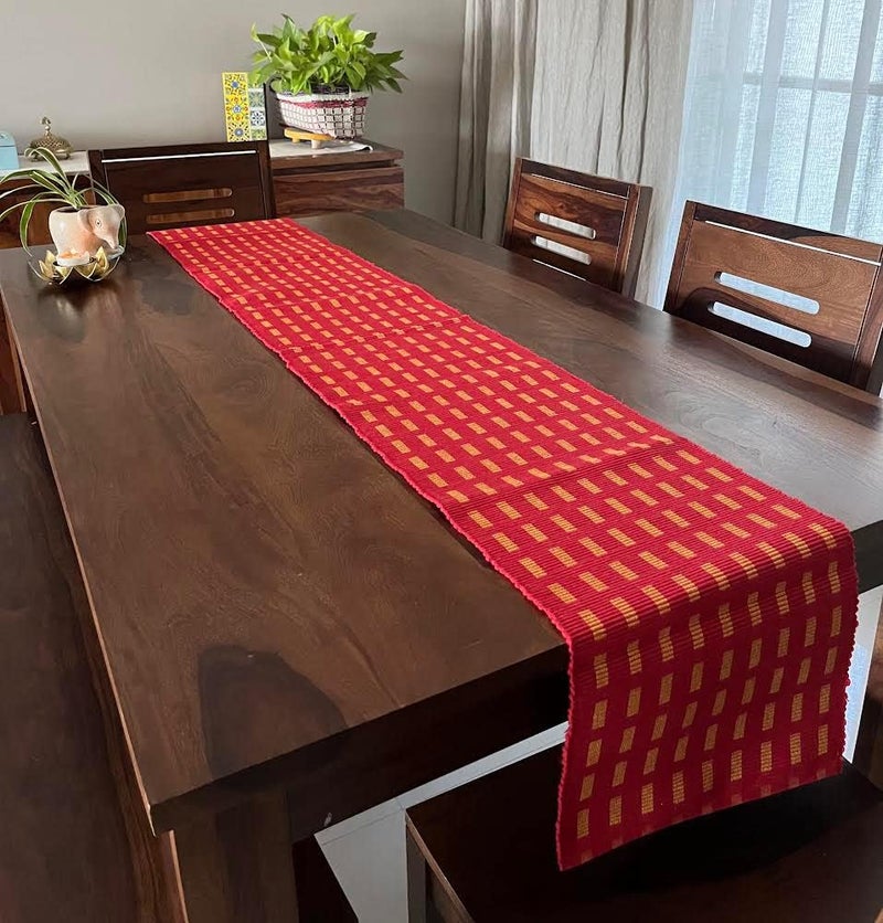 Rangbhar Handloom Ribbed Cotton Table Runner for Living/Dining Room/Home Decor, Anti Skid, Reversible, Machine Washable, 12 X 60 inches, Striped, Red - Image 5