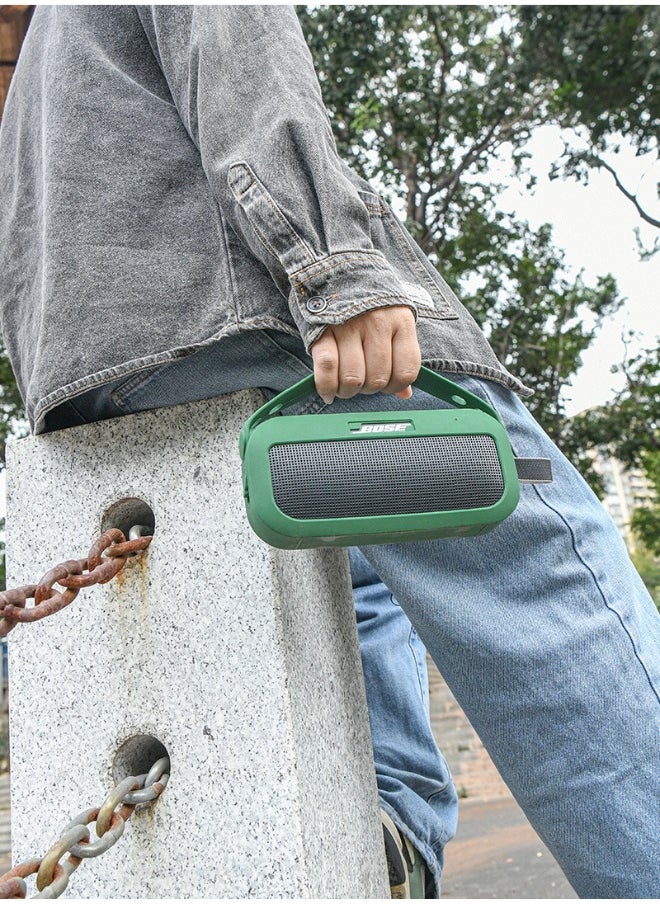 Generic - Silicone Speaker Case Cover, Compatible with New Bose SoundLink Flex Case, Protective Waterproof Soft Skin, Replacement Bluetooth Speakers Travel Carrying Case with Keychain Hook (Green) - Image 1