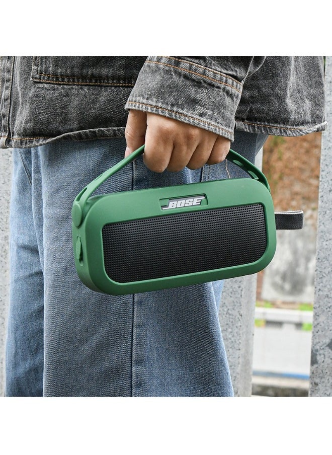 Generic - Silicone Speaker Case Cover, Compatible with New Bose SoundLink Flex Case, Protective Waterproof Soft Skin, Replacement Bluetooth Speakers Travel Carrying Case with Keychain Hook (Green) - Image 1