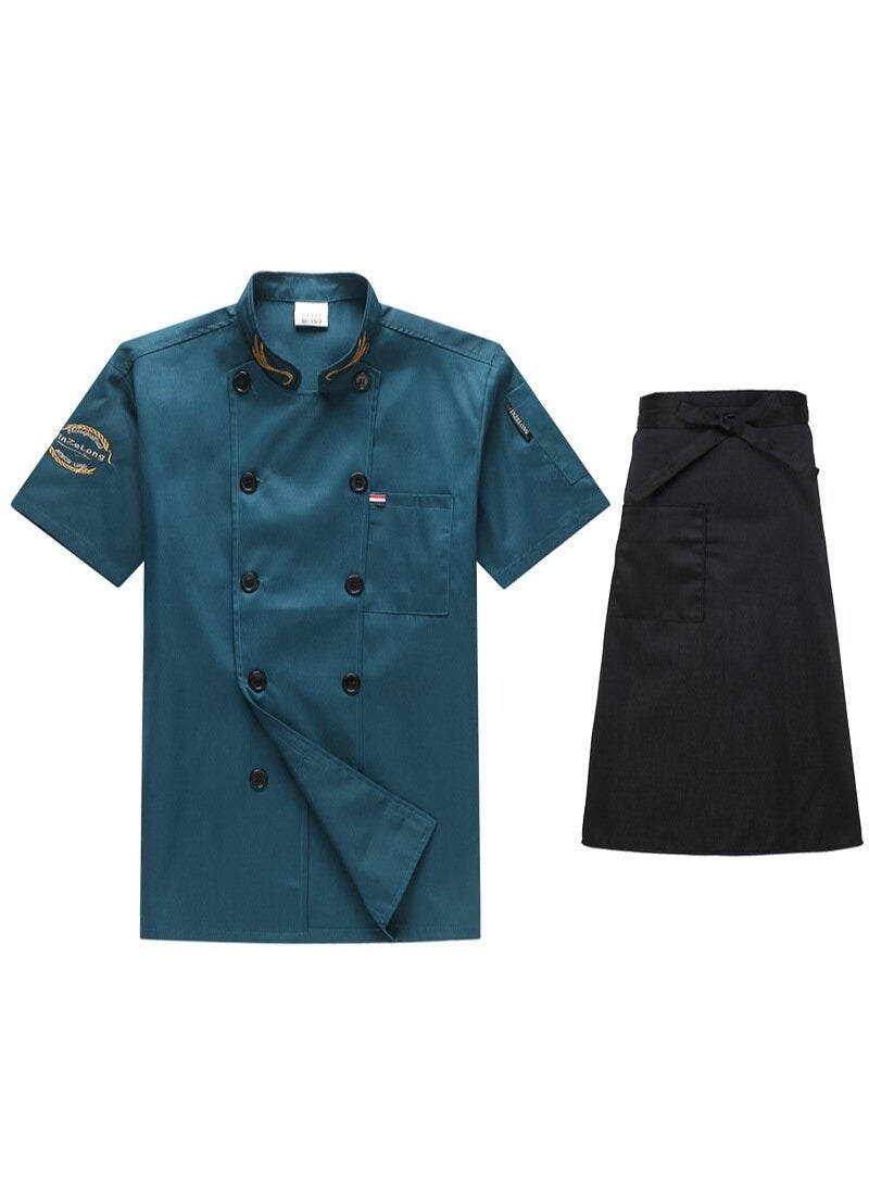 NIBEMINENT Chef Overalls Short-sleeved Summer Thin Breathable Catering Kitchen Hotel Restaurant Canteen Kitchen Waiter Chef Uniform - Image 1