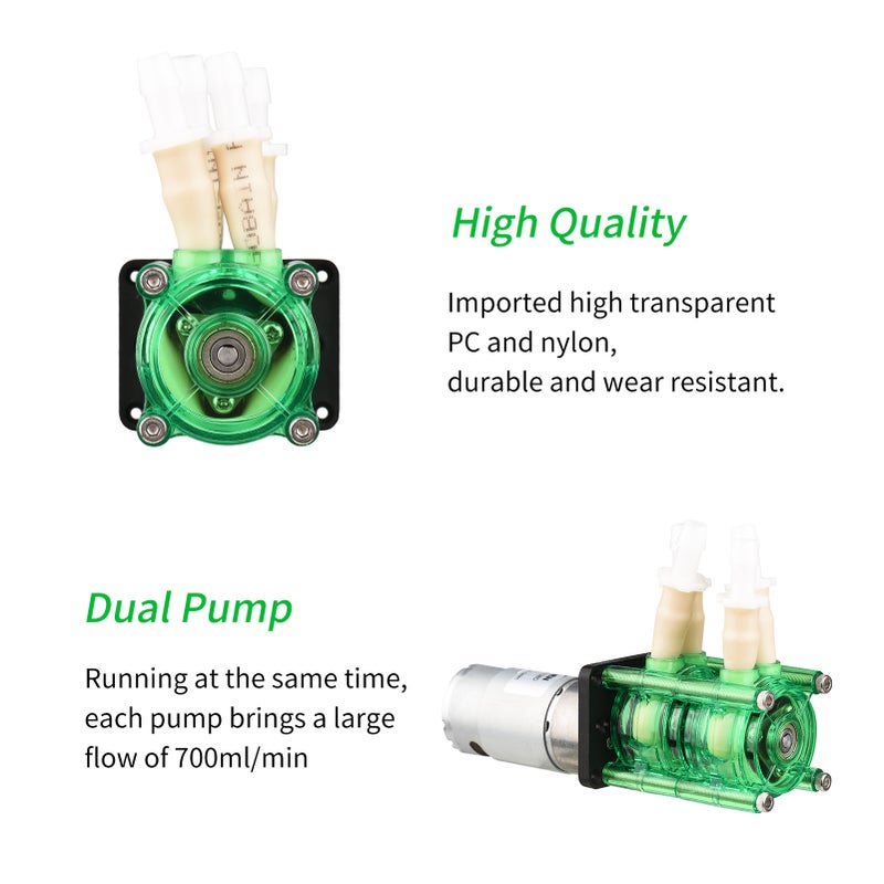 GROTHEN Dosing Pump Dual Head Peristaltic Pump Mini Water Liquid Pump Large Flow Rate Peristaltic BPT Tube ID7.9mm x OD11.1mm Self-Priming 700mL/min Corrosion Suitable for Aquarium Lab - Image 5